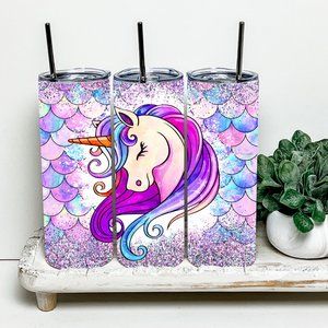 Unicorn Mermaid 20oz Tumbler With Metal Straw